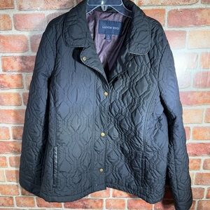 Lands' End Women's Dark Quilted Puffer Jacket sz L 14-16